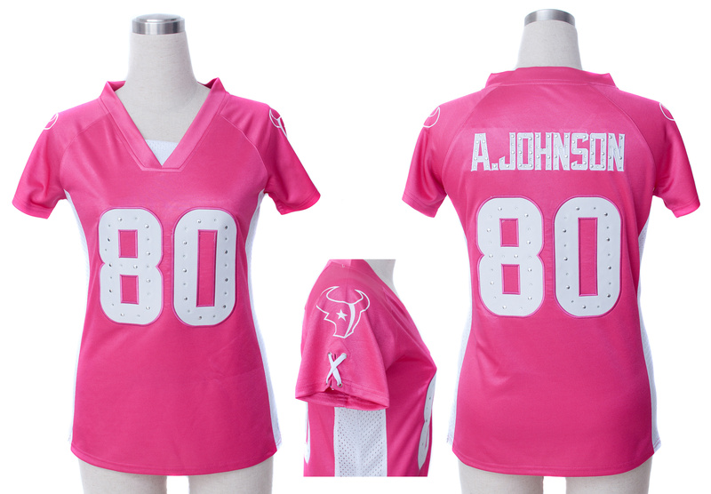 Nike Texans 80 A.johnson Pink Women Draft Him II Top Jerseys