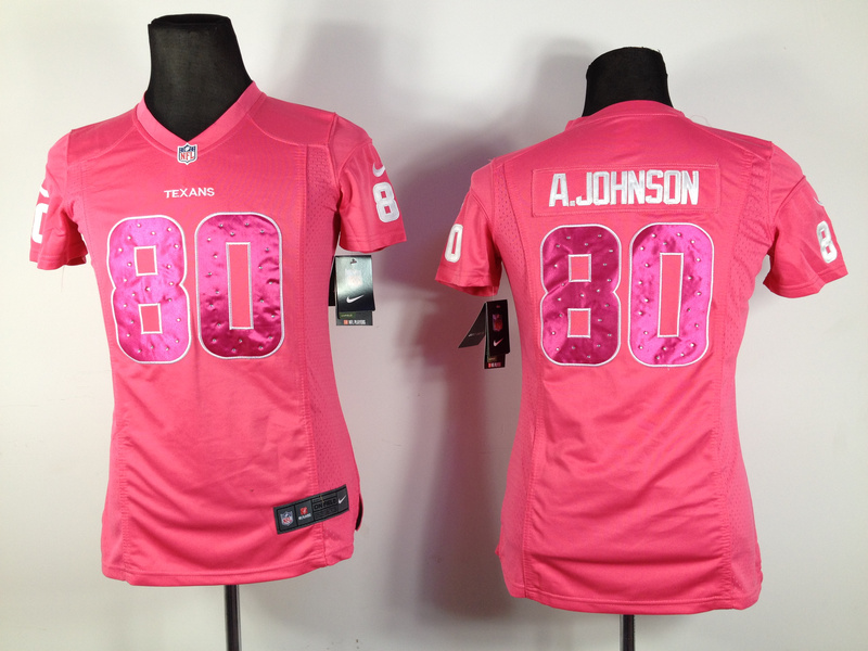 Nike Texans 80 A.johnson Pink Women Jerseys