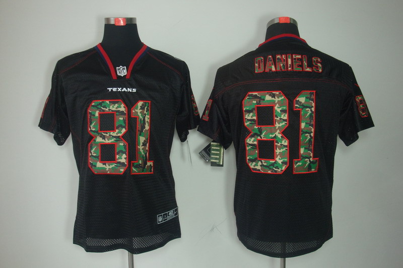 Nike Texans 81 Daniels Camo Number Black Elite Jerseys