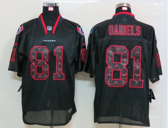 Nike Texans 81 Daniels Lights Out Black Elite Jerseys