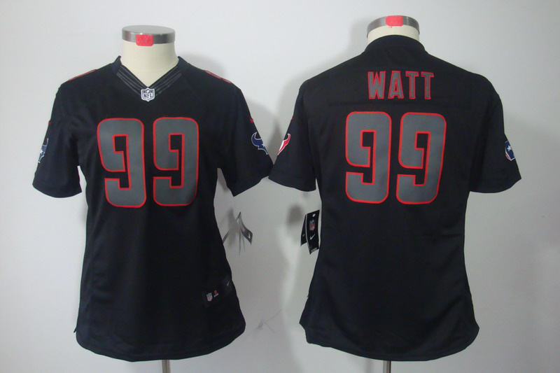 Nike Texans 99 Watt Black Impact Women Limited Jerseys