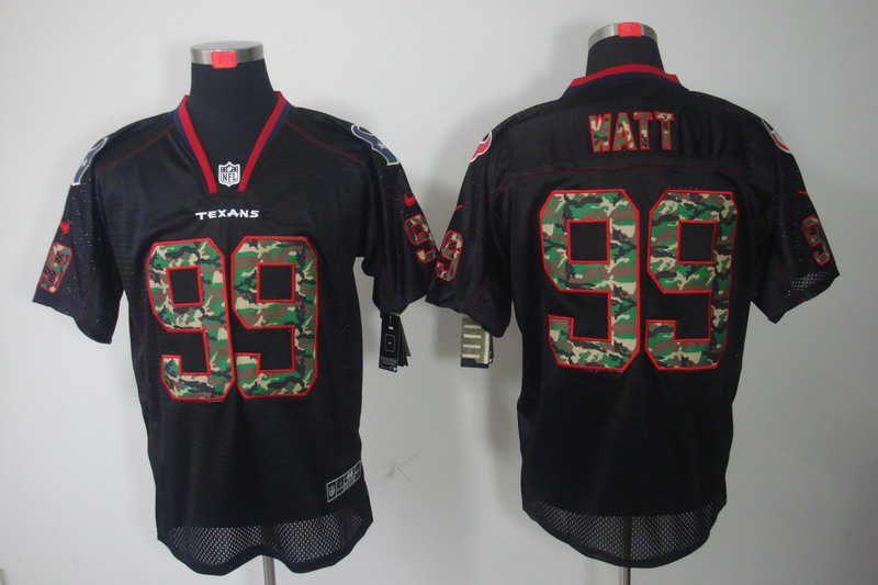 Nike Texans 99 Watt Camo Number Black Elite Jerseys