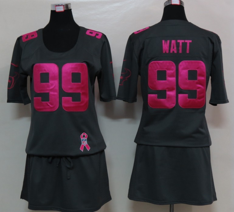Nike Texans 99 Watt Elite breast Cancer Awareness Dark Grey Women Jerseys