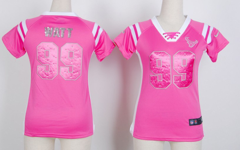 Nike Texans 99 Watt Pink Women's Handwork Sequin lettering Fashion Jerseys