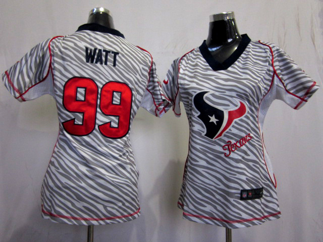 Nike Texans 99 Watt Women Zebra Jerseys