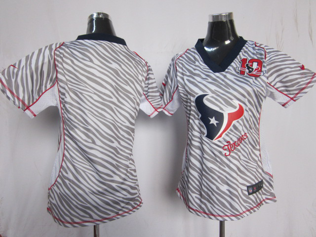 Nike Texans Blank Women Zebra 10th Jerseys