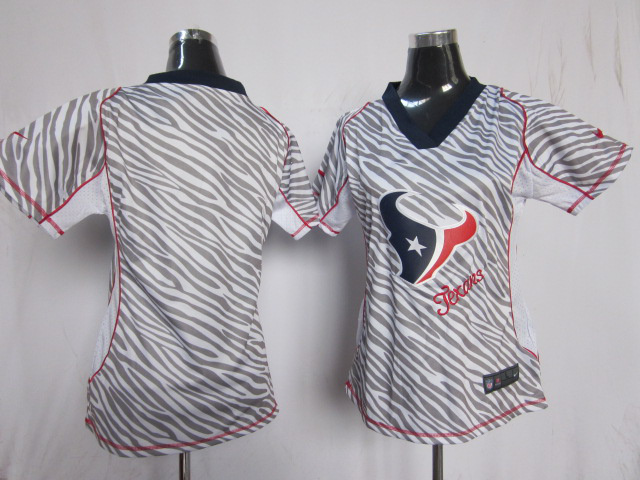 Nike Texans Blank Women Zebra Jerseys