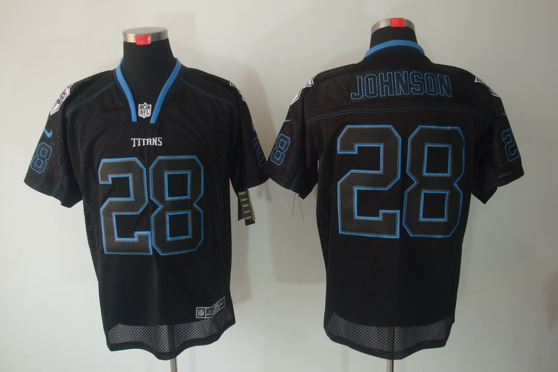 Nike Titans 28 JOHNSON Black Shadow Elite Jerseys
