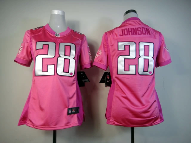 Nike Titans 28 Johnson Pink Love's Women Jerseys
