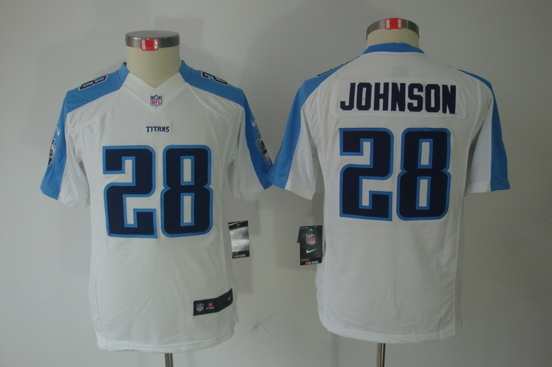 Nike Titans 28 Johnson White Kids Limited Jerseys