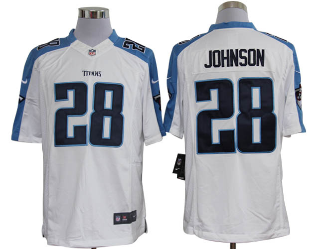 Nike Titans 28 Johnson White Limited Jerseys - Click Image to Close