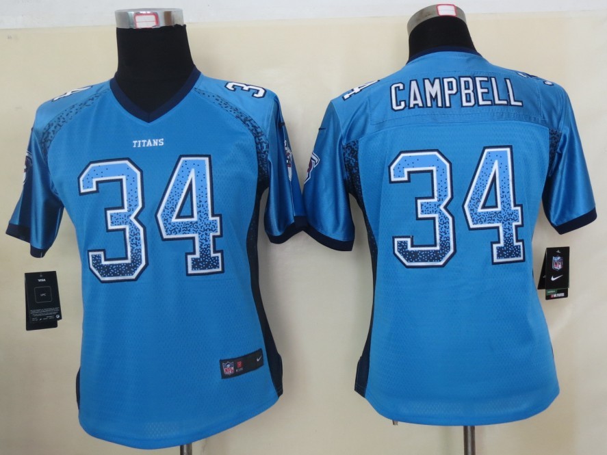 Nike Titans 34 Campbell Blue Women Elite Drift Jersey - Click Image to Close