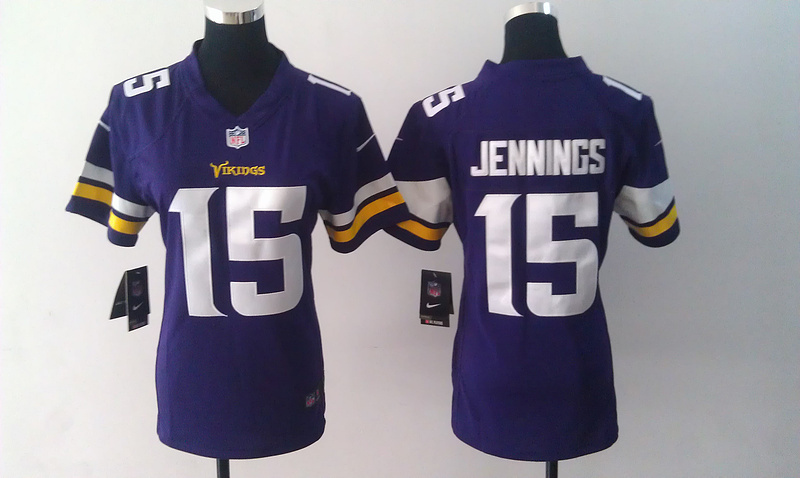 Nike Vikings 15 Jennings Purple New Women Game Jerseys