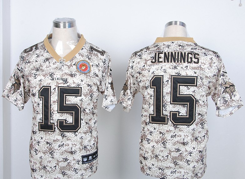 Nike Vikings 15 Jennings US Marine Corps Camo Elite Jerseys