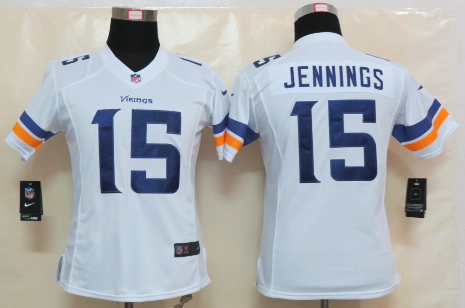 Nike Vikings 15 Jennings White New Women Limited Jerseys