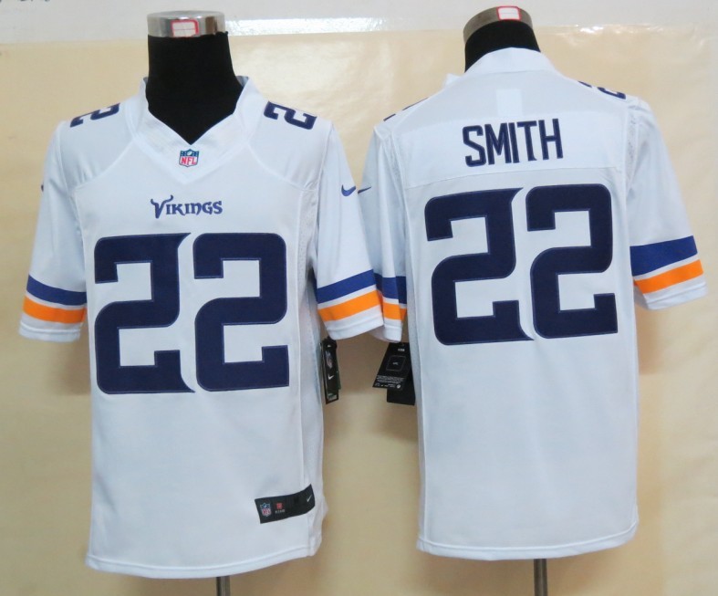 Nike Vikings 22 Smith White New Limited Jerseys