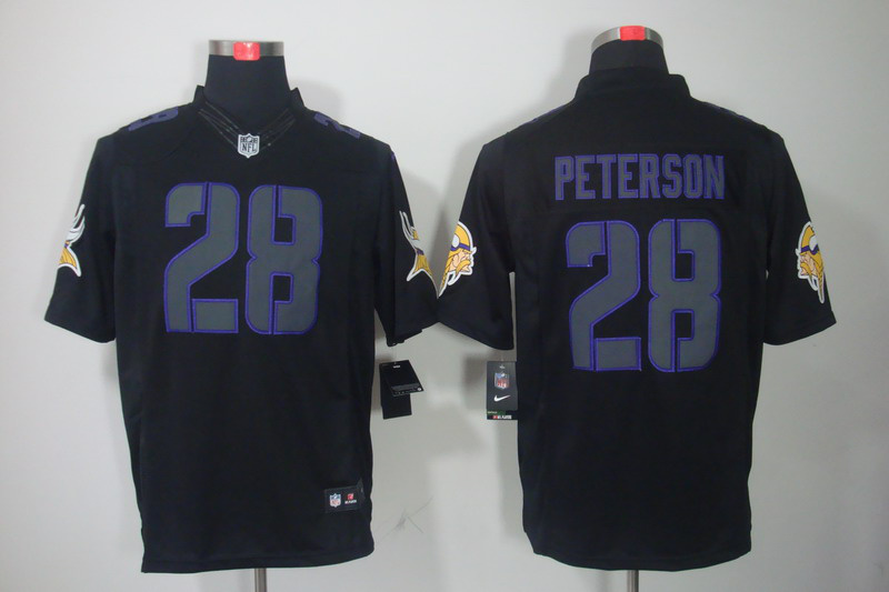 Nike Vikings 28 Peterson Black Impact Limited Jerseys
