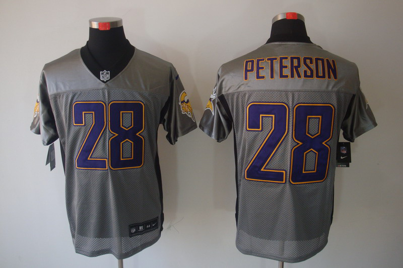Nike Vikings 28 Peterson Grey Elite Jerseys