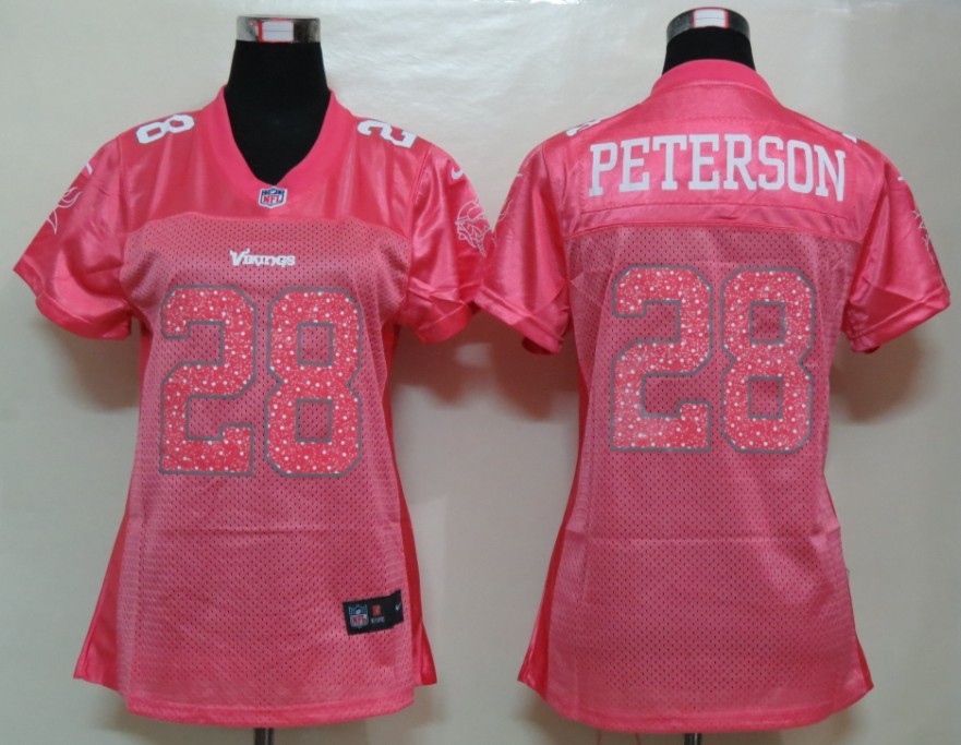Nike Vikings 28 Peterson Pink Fem Fan Women Elite Jerseys