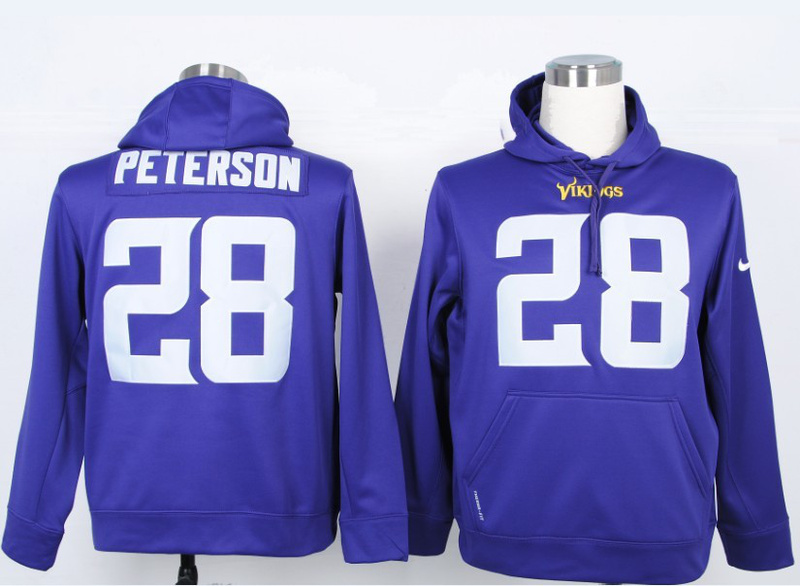 Nike Vikings 28 Peterson Purple Hoodies