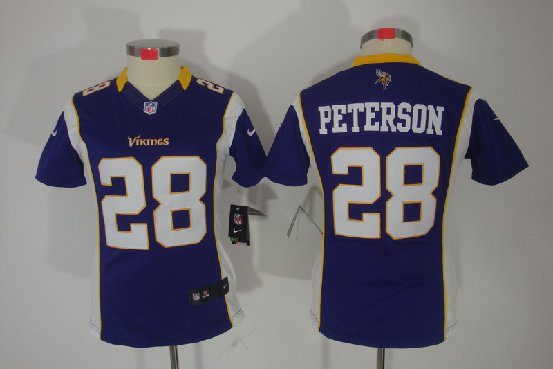 Nike Vikings 28 Peterson Purple Women Limited Jerseys - Click Image to Close