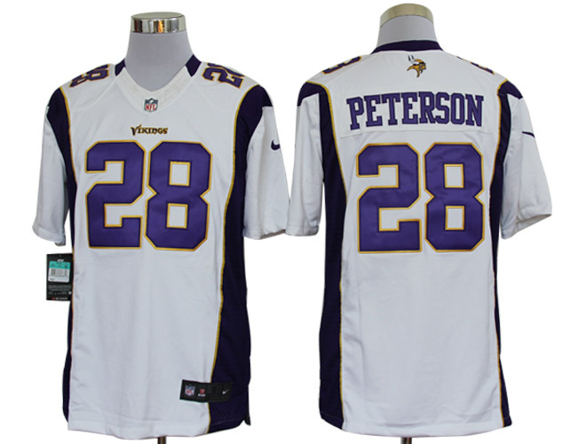 Nike Vikings 28 Peterson White Limited Jerseys