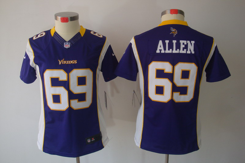 Nike Vikings 69 Allen Purple Women Limited Jerseys