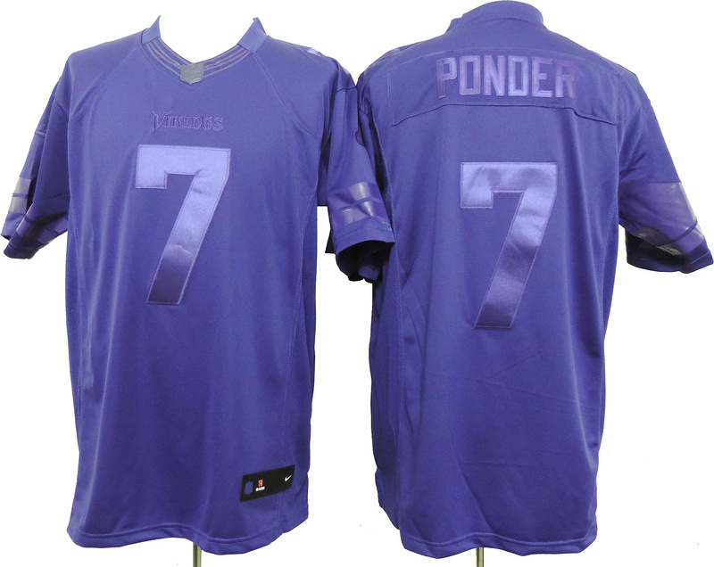 Nike Vikings 7 Ponder Purple Drenched Limited Jerseys
