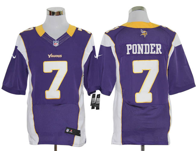 Nike Vikings 7 Ponder Purple Elite Jerseys