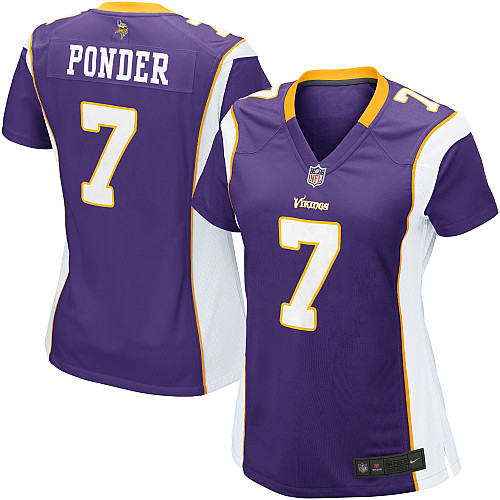 Nike Vikings PONDER 7 Purple Women Game Jerseys