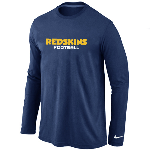 Nike Washington Redskins Authentic font Long Sleeve T-Shirt D.Blue