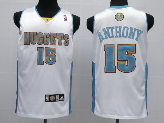 Nuggets 15 Carmelo Anthony White Jerseys