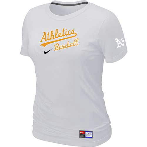 Oakland Athletics Nike Women's White Short Sleeve Practice T-Shirt