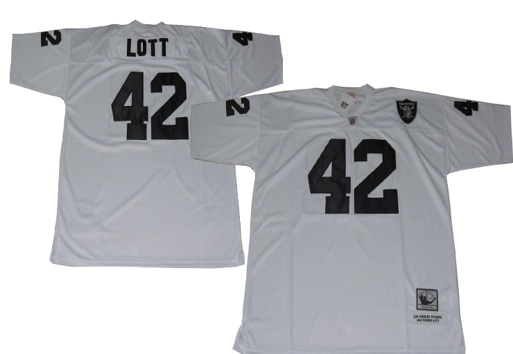 Oakland Raiders 42 LOTT white Throwback Jerseys