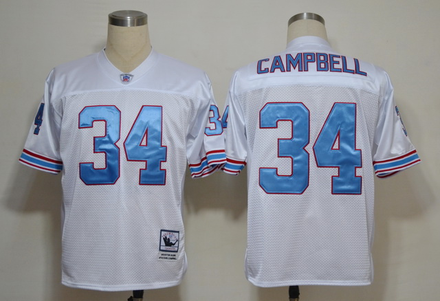 Oilers 34 Earl Campbell White M&N Jerseys