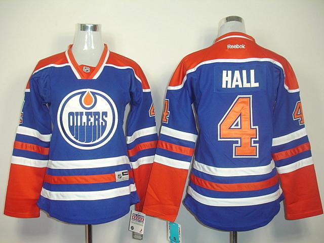 Oilers 4 Hall Blue Women Jersey - Click Image to Close