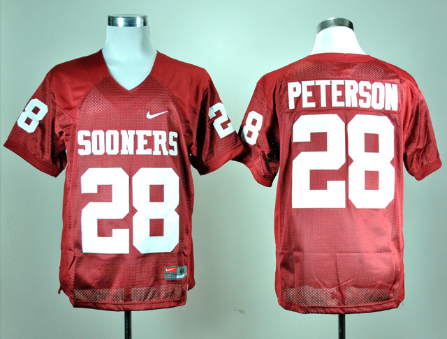 Oklahoma Sooners 28 Peterson Red Jerseys