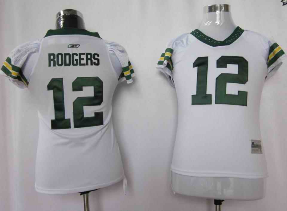 Packers 12 Rodgers white women fashion Jerseys