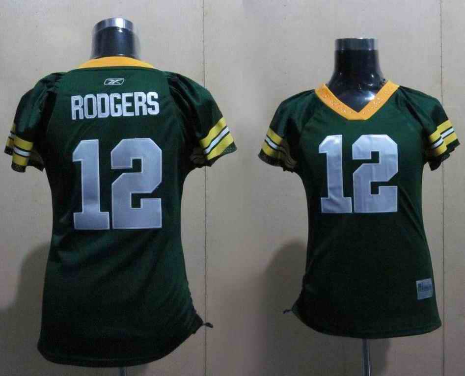 Packers 12 Rodgers women green Jerseys