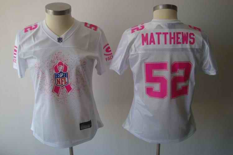 Packers 52 Matthews Breast Cancer Awareness white women Jerseys