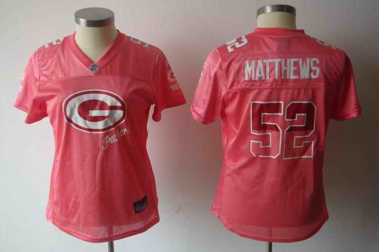 Packers 52 Matthews pink 2011 fem fan women Jerseys