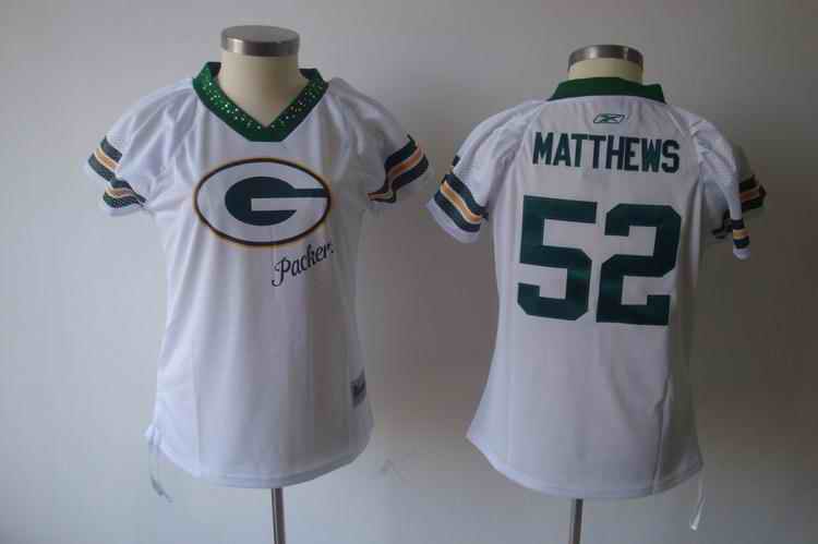 Packers 52 Matthews white field flirt women Jerseys