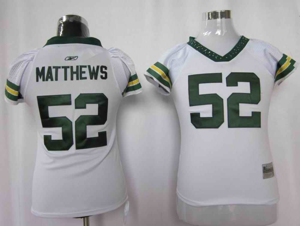 Packers 52 Matthews white women fashion Jerseys