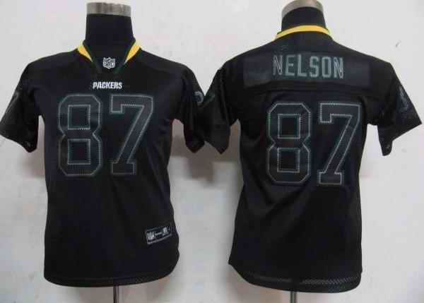 Packers 87 Nelson black field shadow kids Jerseys