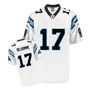 Panthers 17 Delhomme White Jerseys