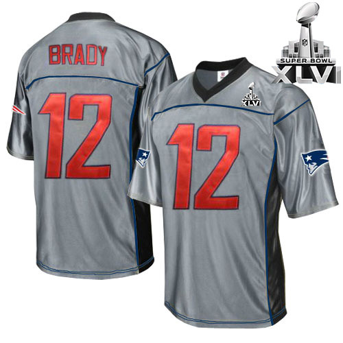 Patriots 12 Brady Grey 2012 Super bowl Jerseys
