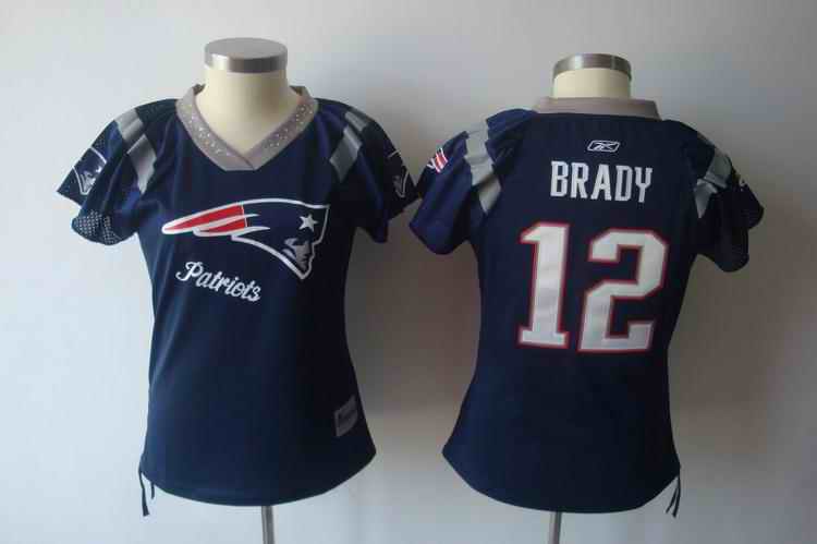 Patriots 12 Brady blue field flirt women Jerseys