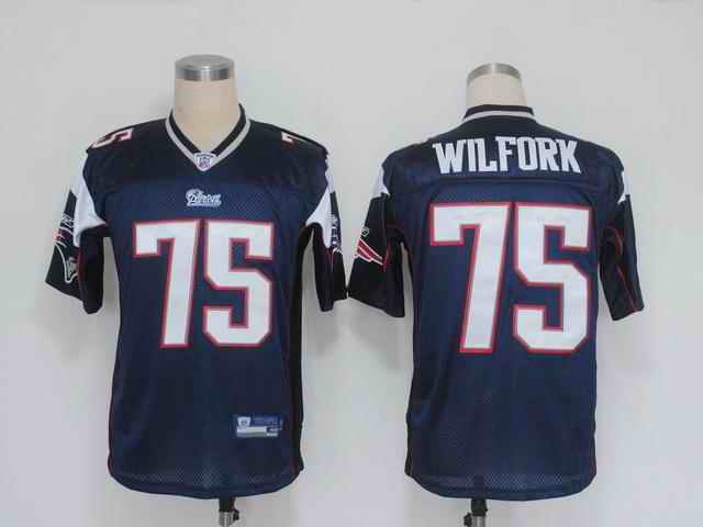 Patriots 75 Vince Wilfork blue Jerseys