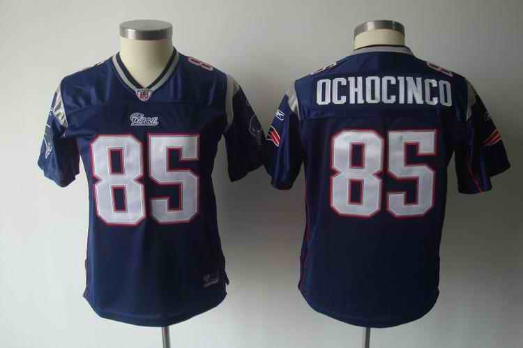Patriots 85 Ochocinco blue team women Jerseys