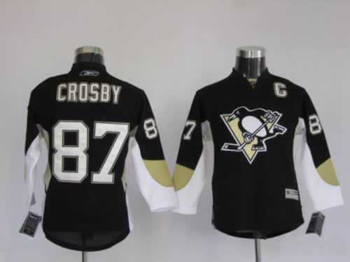 Penguins 87 Crosby Black Youth Jersey